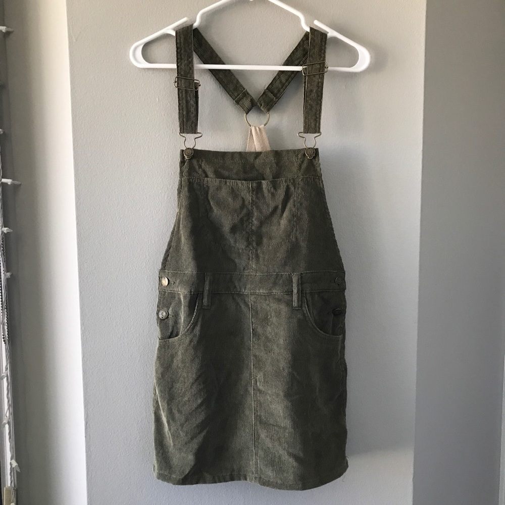 Forever 21 Green Corduroy Overalls/Pinafore Dress
